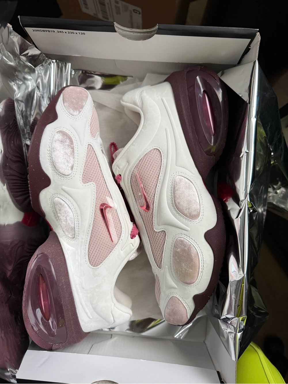Nike Women's White Pink and Maroon Running Sneakers